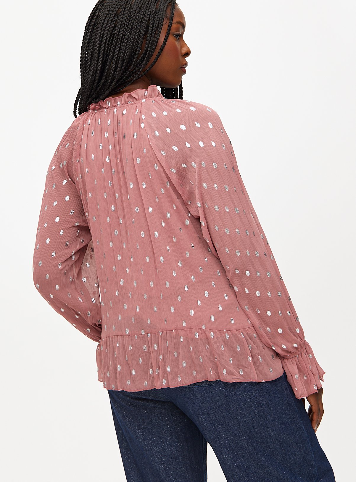 Pink Chiffon Foil Print Romantic Blouse 10 - Image 4 thumbnail